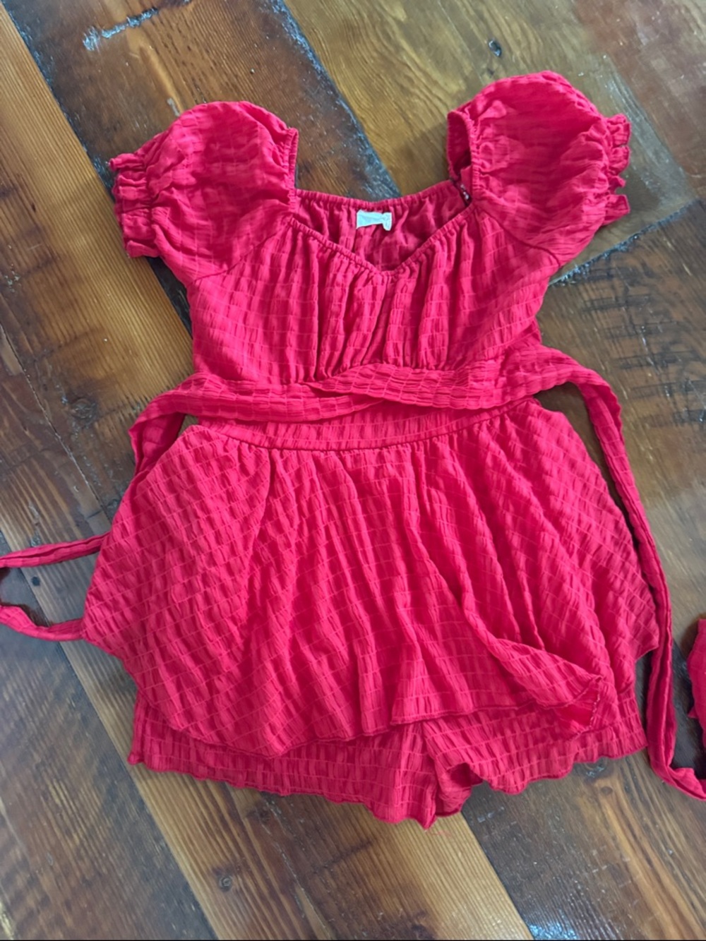 Altar'd State Red Textured Women's Romper Shorts